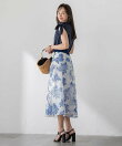 ブーケ刺繍オーガンジースカート