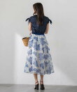 ブーケ刺繍オーガンジースカート