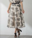 ブーケ刺繍オーガンジースカート