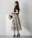 ブーケ刺繍オーガンジースカート