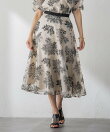 ブーケ刺繍オーガンジースカート