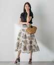 ブーケ刺繍オーガンジースカート