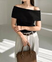 【SALE／30%OFF】andme オフショルダー シアー リブニット トップス アンドミー トップス ニット ブルー ホワイト ブラック グレー