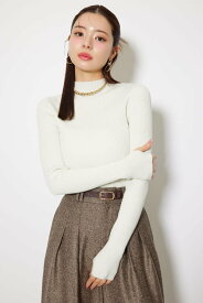 【SALE／10%OFF】rienda サムホール付きウォッシャブルハイネックニットトップス リエンダ トップス ニット ブラウン ブラック ホワイト グレー レッド【送料無料】