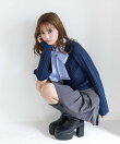 刺繍入りボウタイリボンドッキングニットトップス