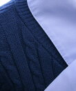 刺繍入りボウタイリボンドッキングニットトップス