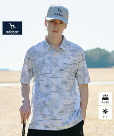 【SALE／30%OFF】adabat 【ADABAT NAVY】吸水速乾/UVカット エアロフォトリンクスプリント半袖ポロシャツ アダバット トップス ポロシャツ ブルー ネイビー【送料無料】