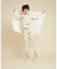 【SALE／10%OFF】PETIT BATEAU 裏起毛プリント長袖パジャマ プチバトー インナー・ルームウェア パジャマ ホワイト【送料無料】