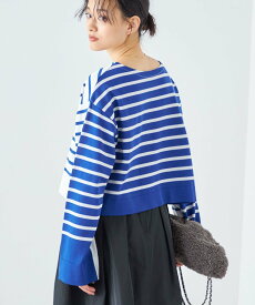 【SALE／30%OFF】SHIPS WOMEN ＜手洗い可能＞前後2WAY TOKUSHIMA ボーダー ニット 24SS ◇ シップス トップス ニット ブルー ブラック イエロー【送料無料】