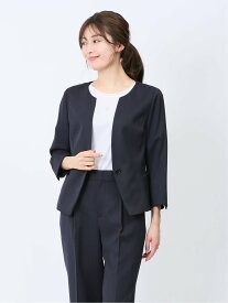 【SALE／10%OFF】m.f.editorial 麻調合繊 キーネック7分袖ジャケット 紺(セットアップ可能) タカキュー スーツ・フォーマル スーツジャケット ネイビー【送料無料】