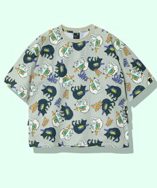 go slow caravan ストレッチサッカー総柄プリントS/STEE (MENS/WOMENS) ゴースローキャラバン トップス カットソー・Tシャツ グレー ネイビー【送料無料】