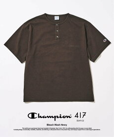 417 EDIFICE CHAMPION / チャンピオン 417別注 Bleach Wash ヘンリー フォーワンセブン エディフィス トップス カットソー・Tシャツ グレー ブラウン ブラック ネイビー【送料無料】