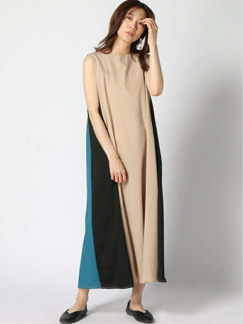 Geera 配色フレアーロングワンピース Rakuten Fashion 楽天ファッション 旧楽天ブランドアベニュー Cr3858
