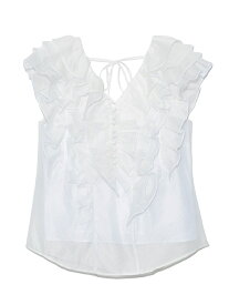 SNIDEL バックデザインフリルブラウス スナイデル シャツ/ブラウス シャツ/ブラウスその他 ホワイト レッド ブルー【送料無料】