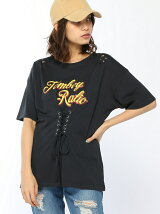 【BROWNY】(L)レースアッププリントTシャツ