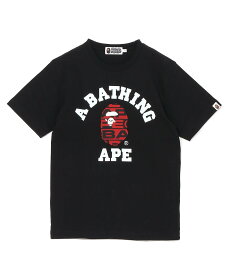 A BATHING APE LUX SPORT PATTERN COLLEGE TEE M ア ベイシング エイプ トップス カットソー・Tシャツ ブラック ホワイト【送料無料】