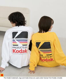 【SALE／34%OFF】coen 【Kodak/コダック】ロゴアイコンプリントロングTシャツ コーエン トップス カットソー・Tシャツ ホワイト ブラック イエロー