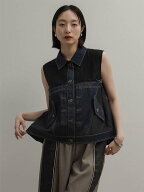 RADIATE シアー×デニムドッキングベスト ラシュッド トップス ベスト・ジレ ネイビー【送料無料】