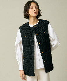 【SALE／40%OFF】ANAYI カラミウールツイードポケットジレ アナイ ジャケット・アウター その他のジャケット・アウター ブラック ホワイト【送料無料】