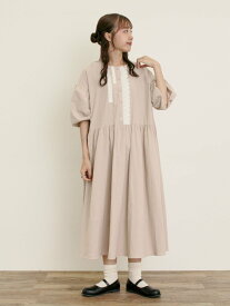 【SALE／50%OFF】Samansa Mos2 【WEB限定】胸元レースワンピース サマンサモスモス ワンピース・ドレス ワンピース ベージュ ブルー【送料無料】