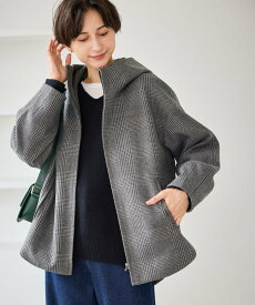 【SALE／30%OFF】ROPE' PICNIC 【新色追加】ジャージーメルトンシリーズ ジップアップフーデッドコート/無地・チェック/リンクコーデ ロペピクニック ジャケット・アウター その他のジャケット・アウター ブラック グレー ブラウン ベージュ【送料無料】