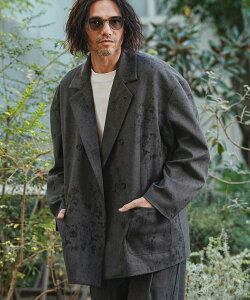CAMBIO mj11330- Uneven Dye Like Jacquard Double Tailored Jacket �_�u���e�[���[�h �J���r�I �W���P�b�g�E�A�E�^�[ ���̑��̃W���P�b�g�E�A�E�^�[ �z���C�g �O���[�y���������z