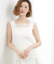 grove 【貴島明日香さん着用】シアードッキングスクエアタンク グローブ トップス アンサンブル ブラック ホワイト グレー ブルー