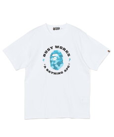 A BATHING APE RADIATION CAMO BUSY WORKS TEE M ア ベイシング エイプ トップス カットソー・Tシャツ ブラック ホワイト【送料無料】
