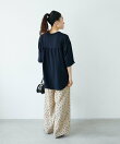 リネンライクスラブドットタックパンツ