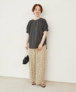 リネンライクスラブドットタックパンツ