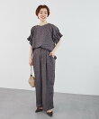 リネンライクスラブドットタックパンツ