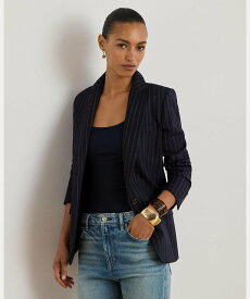 【SALE／50%OFF】LAUREN RALPH LAUREN ストライプド ウールブレンド ツイル ブレザー ラルフローレン ジャケット・アウター テーラードジャケット・ブレザー ネイビー【送料無料】
