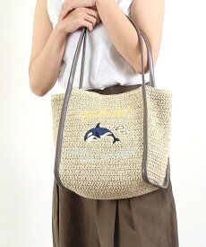 【SALE／30%OFF】COOCO アニマル刺繍ペーパーバッグ プードゥードゥー バッグ かごバッグ グレー ベージュ ブラウン【送料無料】