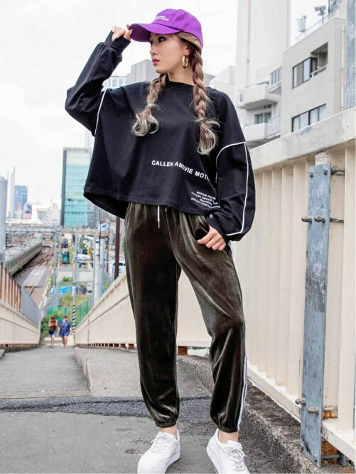 Layla ライン入りジョガーベロアパンツ Rakuten Fashion 楽天ファッション 旧楽天ブランドアベニュー V