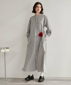 【SALE／33%OFF】ROPE' PICNIC 【一部店舗限定】ストライプシャツワンピース ロペピクニック ワンピース・ドレス シャツワンピース ブラック ベージュ【送料無料】