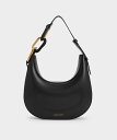 CHARLES & KEITH Kora コラ メタリックアクセントムーンバッグ チャールズアンドキース バッグ トートバッグ ブラック ベージュ ブラウン【送料無料】