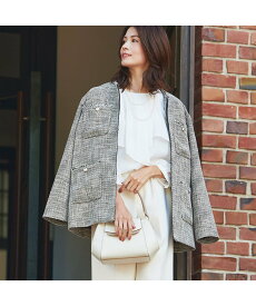【SALE／10%OFF】abahouse mavie ツィードオーバージャケット アバハウス マヴィ ジャケット・アウター ノーカラージャケット グレー【送料無料】