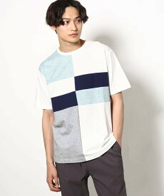 【SALE／30%OFF】a.v.v パッチワーク切り替えカットソー(デザテクシリーズ) アー・ヴェ・ヴェ トップス カットソー・Tシャツ ブルー ベージュ