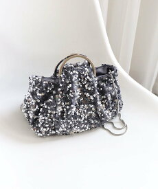 MIAN バルーン2wayスパンコールバッグ トライシル バッグ ハンドバッグ ネイビー ピンク シルバー【送料無料】