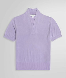 BROOKS BROTHERS シルク/レーヨン ショールカラー ショートスリーブセーター ブルックス ブラザーズ トップス ニット パープル【送料無料】