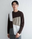 【親子コーデ】ブロックスチェックスエード切り替えロンT