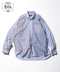 【SALE／5%OFF】NAUTICA Crazy Pattern Oxford BD Shirt "TOO BIG"XB フリークスストア トップス シャツ・ブラウス グレー ネイビー【送料無料】