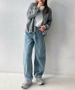 ●『ウエスト総ゴム』『ストレッチ素材』『接触冷感』 イージーデニムパンツ