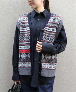 THE SHINZONE �V���]�[�� �t�F�A�A�C���j�b�g�x�X�g FAIR ISLE KNIT VEST �X�e�b�v�X �g�b�v�X �x�X�g�E�W�� �x�[�W�� �l�C�r�[�y���������z