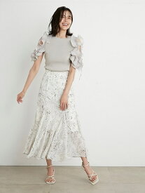 SNIDEL ヘムフレアプリントスカート スナイデル スカート ロングスカート ホワイト ブラック ベージュ【送料無料】