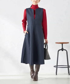 【SALE／50%OFF】a.v.v 【洗える】スリットネックジャンスカ アー・ヴェ・ヴェ ワンピース・ドレス ジャンパースカート ネイビー ブラック【送料無料】