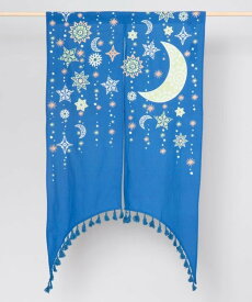 チャイハネ 夜空に輝く月星アーチのれん アミナコレクション インテリア・生活雑貨 カーテン ブラック グリーン ブルー