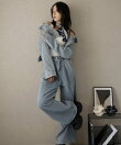 【セットアップ】デニムジャケット&デニムパンツ スカーフ付き