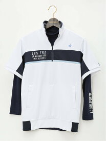 【SALE／20%OFF】GRAND-BACK 【大きいサイズ】ルコックスポルティフ ゴルフ/le coq sportif GOLF インナー付き半袖カットソー タカキュー トップス アンサンブル ネイビー【送料無料】