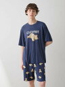 【SALE／30%OFF】gelato pique 【ONLINE限定】【HOMME】【接触冷感】ベアワンポイントTシャツ&ハーフパンツセット ジェラートピケ トップス カットソー・Tシャツ ネイビー【送料無料】